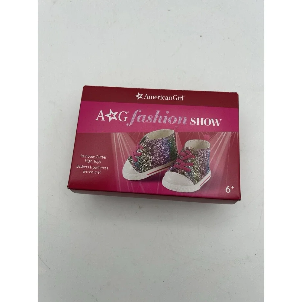 American Girl Doll‎ Fashion Show Rainbow Glitter High Tops Tennis Shoes NEW